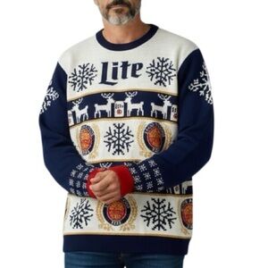 LITE Pilsner Beer Knit Crew Neck Sweater Holiday Christmas Big & Tall Size 2XL